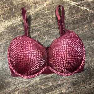Victorias Secret Very Sexy Push Up Bra Size 32DD Purple Maroon Lace Underwire